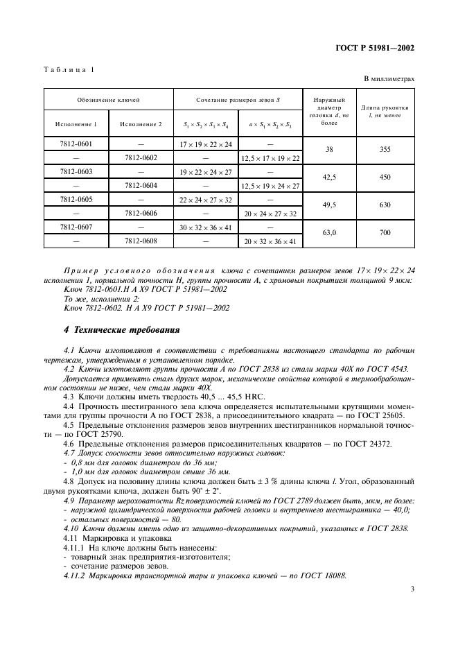ГОСТ Р 51981-2002 Инструмент слесарно-монтажный для винтов и гаек. Ключи гаечные торцовые четырехсторонние. Технические условия (фото 5 из 8)
