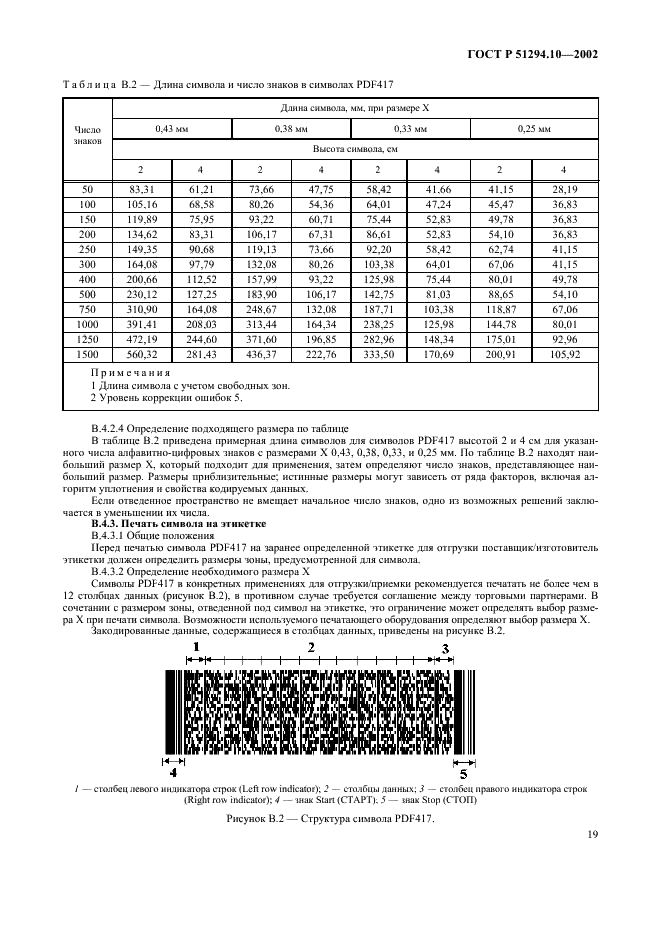 ГОСТ Р 51294.10-2002 Автоматическая идентификация. Кодирование штриховое. Общие требования к символам линейного штрихового кода и двумерным символам на этикетках для отгрузки, транспортирования и приемки (фото 23 из 50)