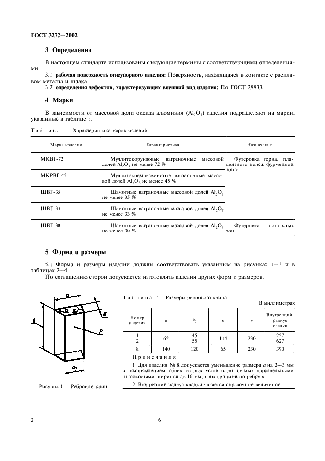 ГОСТ 3272-2002 Изделия огнеупорные алюмосиликатные для футеровки вагранок. Технические условия (фото 6 из 12)