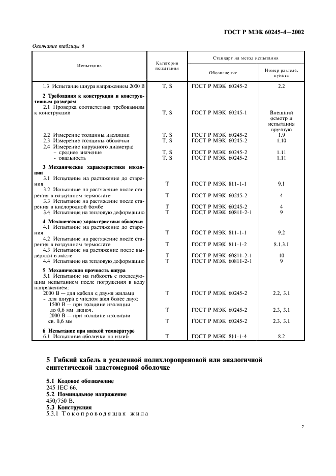 ГОСТ Р МЭК 60245-4-2002 Кабели с резиновой изоляцией на номинальное напряжение до 450/750 В включительно. Шнуры и гибкие кабели (фото 10 из 17)