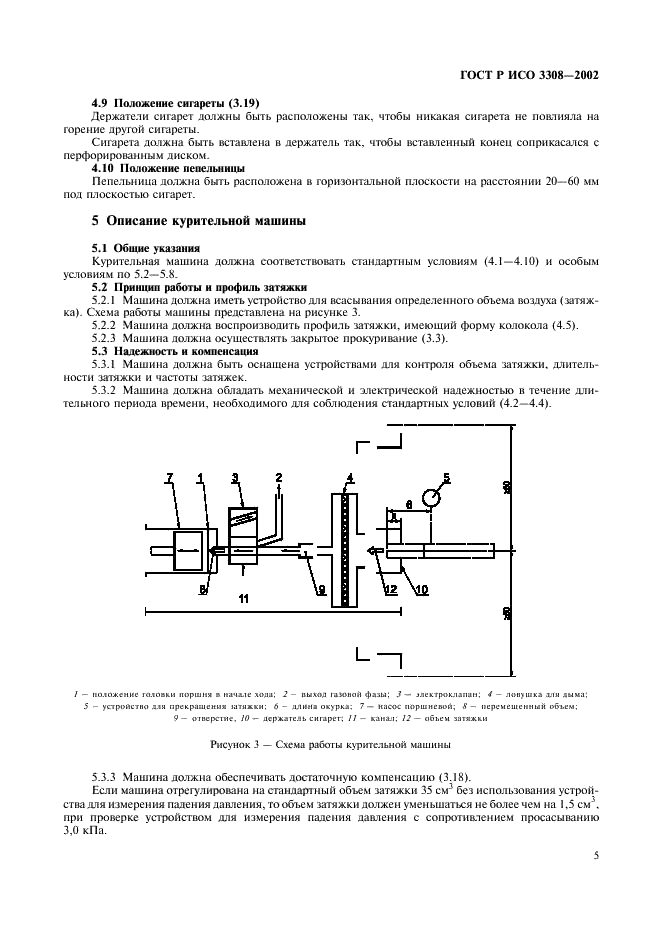 ГОСТ Р ИСО 3308-2002 Машина обычная лабораторная для прокуривания сигарет(курительная машина). Определения и стандартные условия (фото 8 из 19)