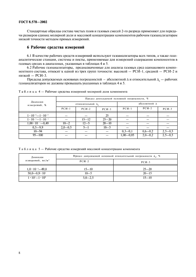 ГОСТ 8.578-2002 Государственная система обеспечения единства измерений. Государственная поверочная схема для средств измерений содержания компонентов в газовых средах (фото 10 из 21)