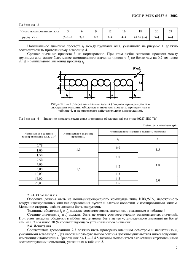 ГОСТ Р МЭК 60227-6-2002 Кабели с поливинилхлоридной изоляцией на номинальное напряжение до 450/750 В включительно. Лифтовые кабели и кабели для гибких соединений (фото 6 из 15)