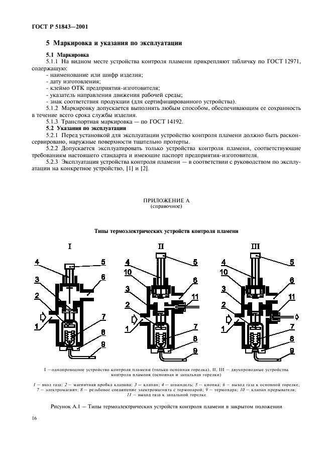 ГОСТ Р 51843-2001 Устройства контроля пламени для газовых аппаратов. Термоэлектрические устройства контроля пламени. Общие технические требования и методы испытаний (фото 19 из 23)