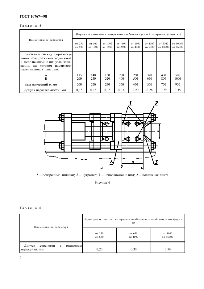 ГОСТ 10767-98 Термопластавтоматы и реактопластавтоматы однопозиционные. Основные параметры и размеры. Нормы точности (фото 9 из 11)