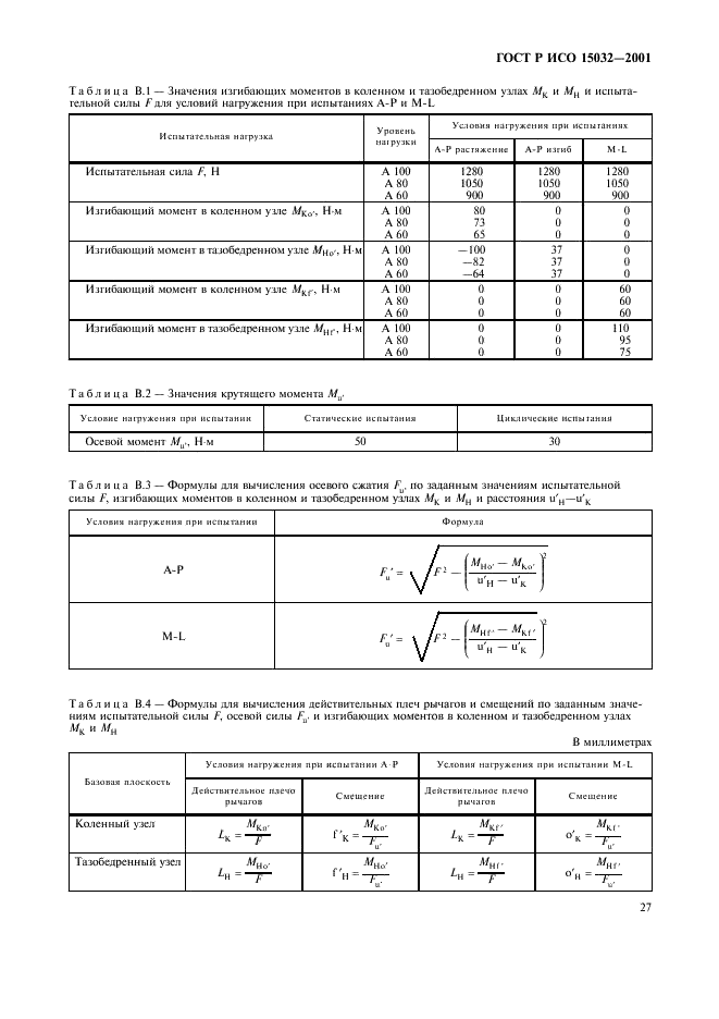 ГОСТ Р ИСО 15032-2001 Протезы. Испытания конструкции тазобедренных узлов (фото 31 из 32)