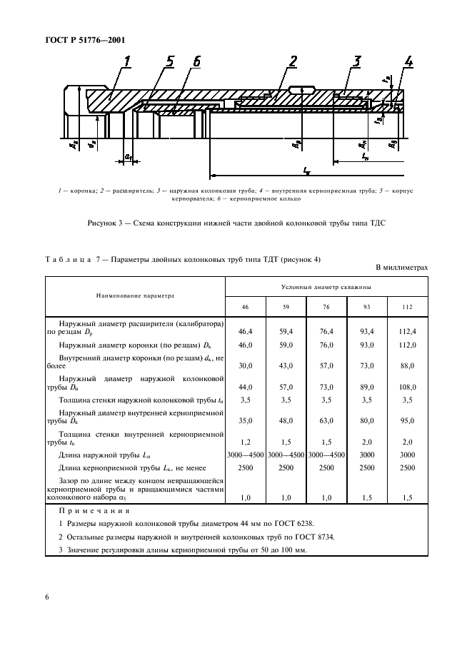 ГОСТ Р 51776-2001 Трубы двойные колонковые для геолого-разведочного бурения. Типы и основные параметры (фото 9 из 11)