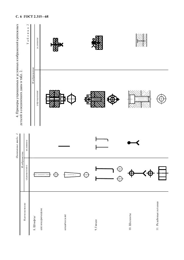 ГОСТ 2.315-68 Единая система конструкторской документации. Изображения упрощенные и условные крепежных деталей (фото 8 из 11)
