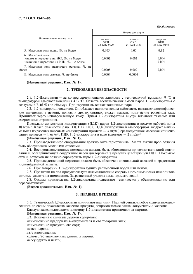 ГОСТ 1942-86 1,2-Дихлорэтан технический. Технические условия (фото 3 из 16)