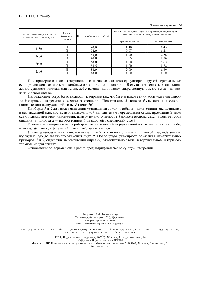 ГОСТ 35-85 Станки продольно-строгальные. Нормы точности и жесткости (фото 12 из 12)