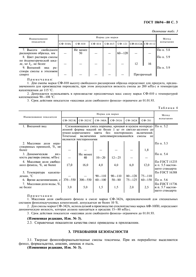 ГОСТ 18694-80 Смолы фенолоформальдегидные твердые. Технические условия (фото 5 из 15)