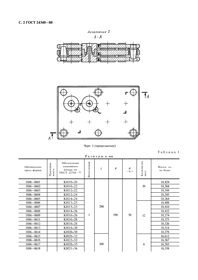 ГОСТ 24340-80 Пресс-формы съемные многоместные для изготовления резинотканевых нажимных колец. Конструкция и размеры (фото 3 из 19)
