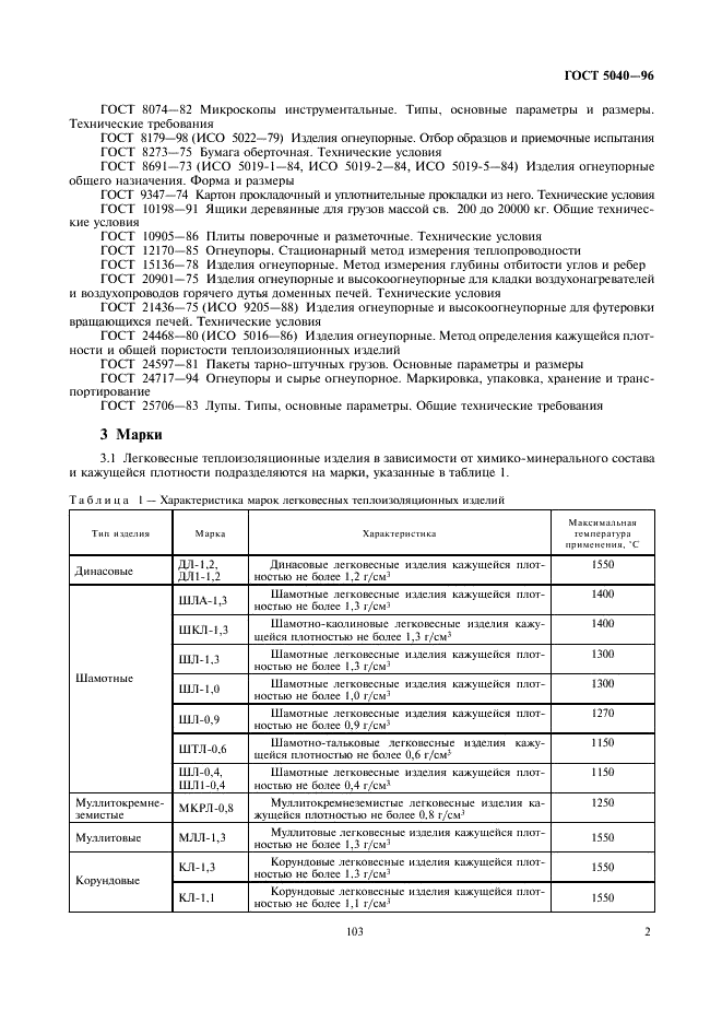 ГОСТ 5040-96 Изделия огнеупорные и высокоогнеупорные легковесные теплоизоляционные. Технические условия (фото 4 из 9)