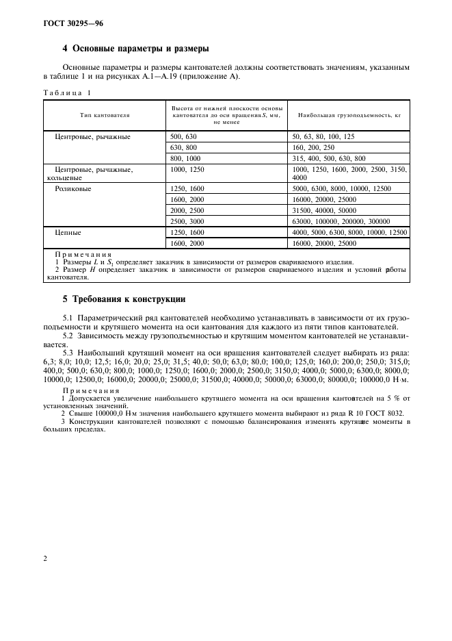 ГОСТ 30295-96 Кантователи сварочные. Типы, основные параметры и размеры (фото 4 из 8)